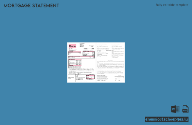 Klarna Bank Hypothekenabrechnung Schweden in Word- und PDF-Formaten – Beispielvorschau